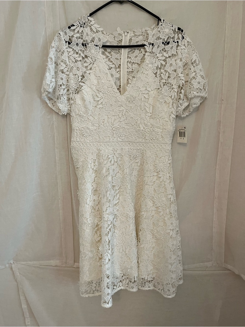 Shoshanna Ivory Floral Lace Short-Sleeve Fit & Flare Dress